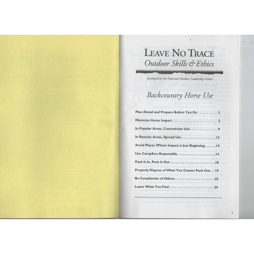Leave No Trace Outdoor Skills Ethics Backcountry Horse Use NOLS Booklet 1997 - Picture 3 of 3
